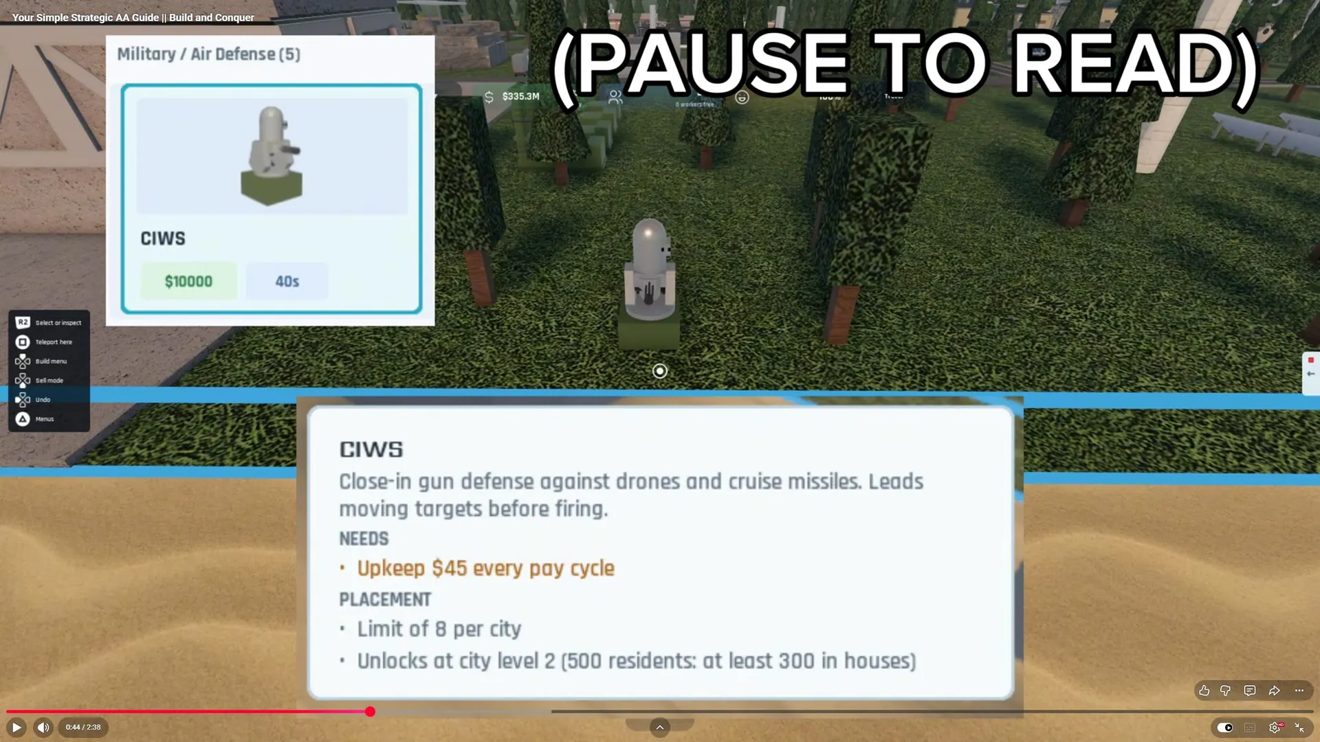 CIWS target classes, 8-per-city placement limit, cost, upkeep and city gate.